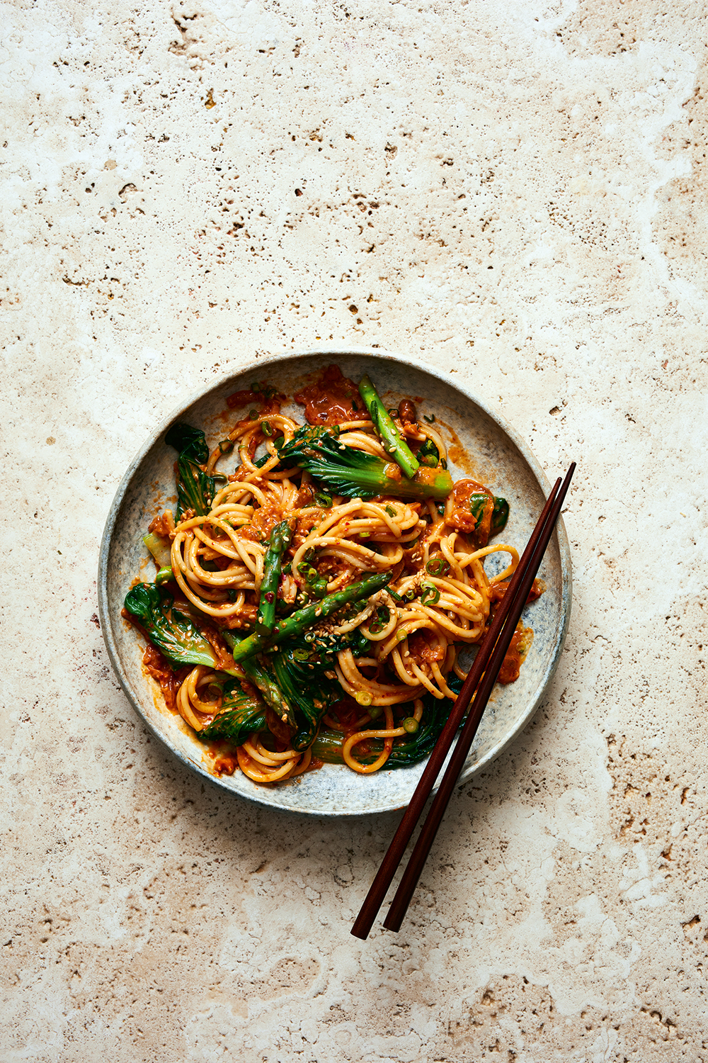 Ten Minute Miso Peanut Butter Kimchi Noodles